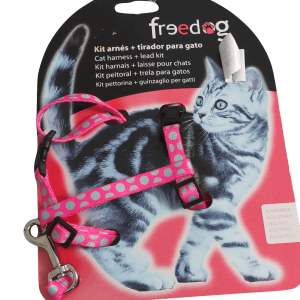 Trela com peitoral para Gato - Rosa